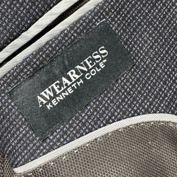 Kenneth Cole AWEARNESS Men's 48R Navy Blue Plaid Slim Fit Blazer Jacket - Picture 6 of 12